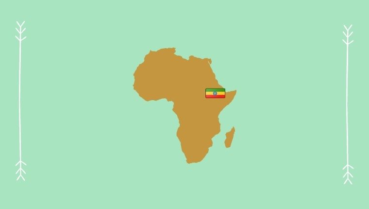 アフリカの地図＆エチオピアの国旗